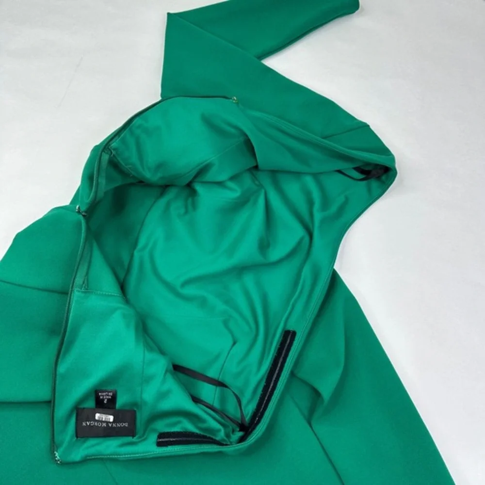 Donna‎ Morgan One Shoulder Midi Emerald Green Front Slit Party Dress Size 2